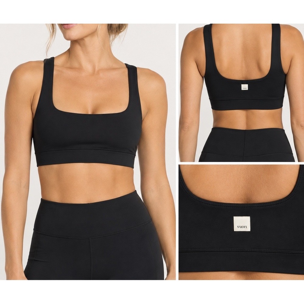 Vuori All The Form Bra Large Padded Black Workout Womens Athleisure